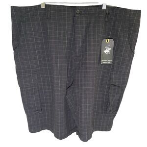 Men’s Beverly Hills Polo club checkered 100% cotton cargo shorts with tag